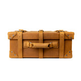 Top view of full grain leather luggage.