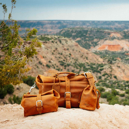 Saddleback Club membership bundle in tobacco leather.