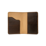 This is the inside of the dark coffee brown slim leather passport wallet. Made by Saddleback