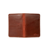 This is the outside of the chestnut slim leather passport wallet. Made by Saddleback