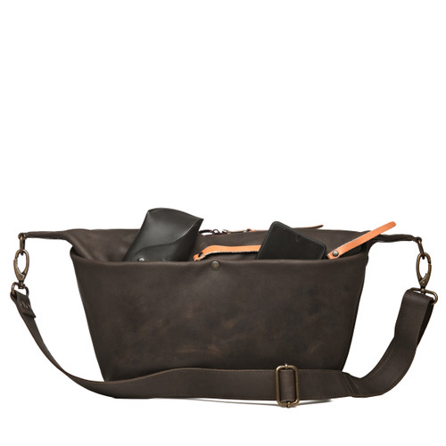 The back view of the London Leather Sling in black