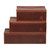 Here is all 3 sizes of chestnut boxes stacked on top of each other to show size comparison and ways to organize your desk, car, or briefcase.