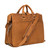 Back of the leather flight bag briefcase in tan with the shoulders trap visible and two handles. Made by Saddleback