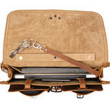 Leather briefcase interior that fits a 16" laptop.
