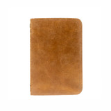 Front of the tobacco colored leather pocket notebook. Made by Saddleback