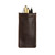 bear trap leather pen case with tumbled leather in dark coffee brown backside