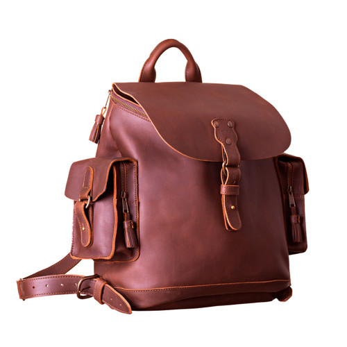 Suzette's Steals Wanderer's Leather Backpack - Chestnut